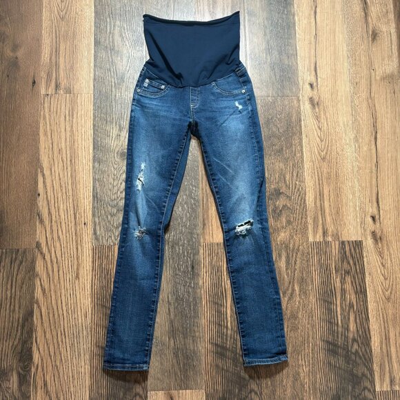 AG Adriano Goldschmied Distressed Over the Belly Maternity Jeans Women's Size 26 - Picture 1 of 7